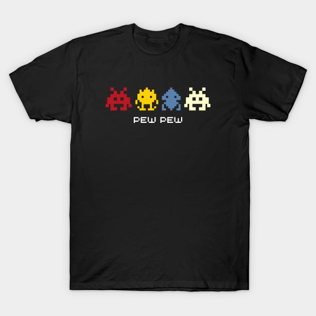 Pew Pew, vintage arcade coin op space invaders T-Shirt by Teessential